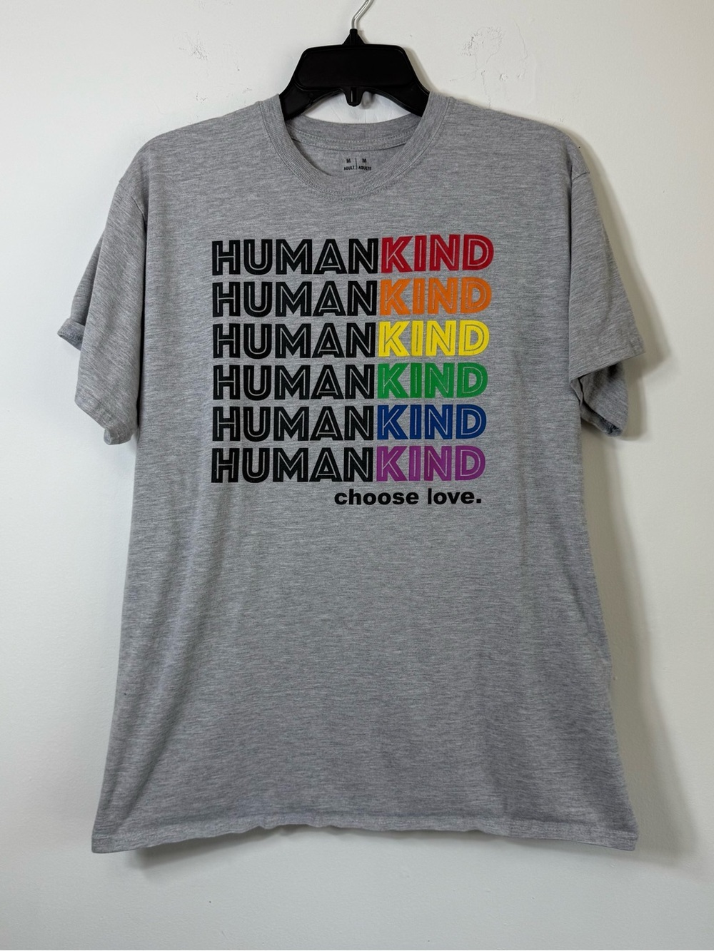 Michaels HUMAN KIND Choose Love Rainbow Pride Graphic Tee Grey M